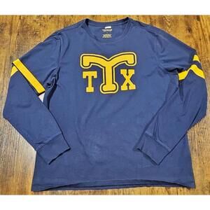 Tecovas Men’s Blue Graphic Print TTX Long Sleeve Tee T-Shirt Size Large